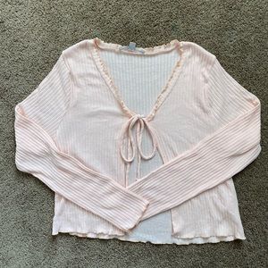 baby pink tie sweater